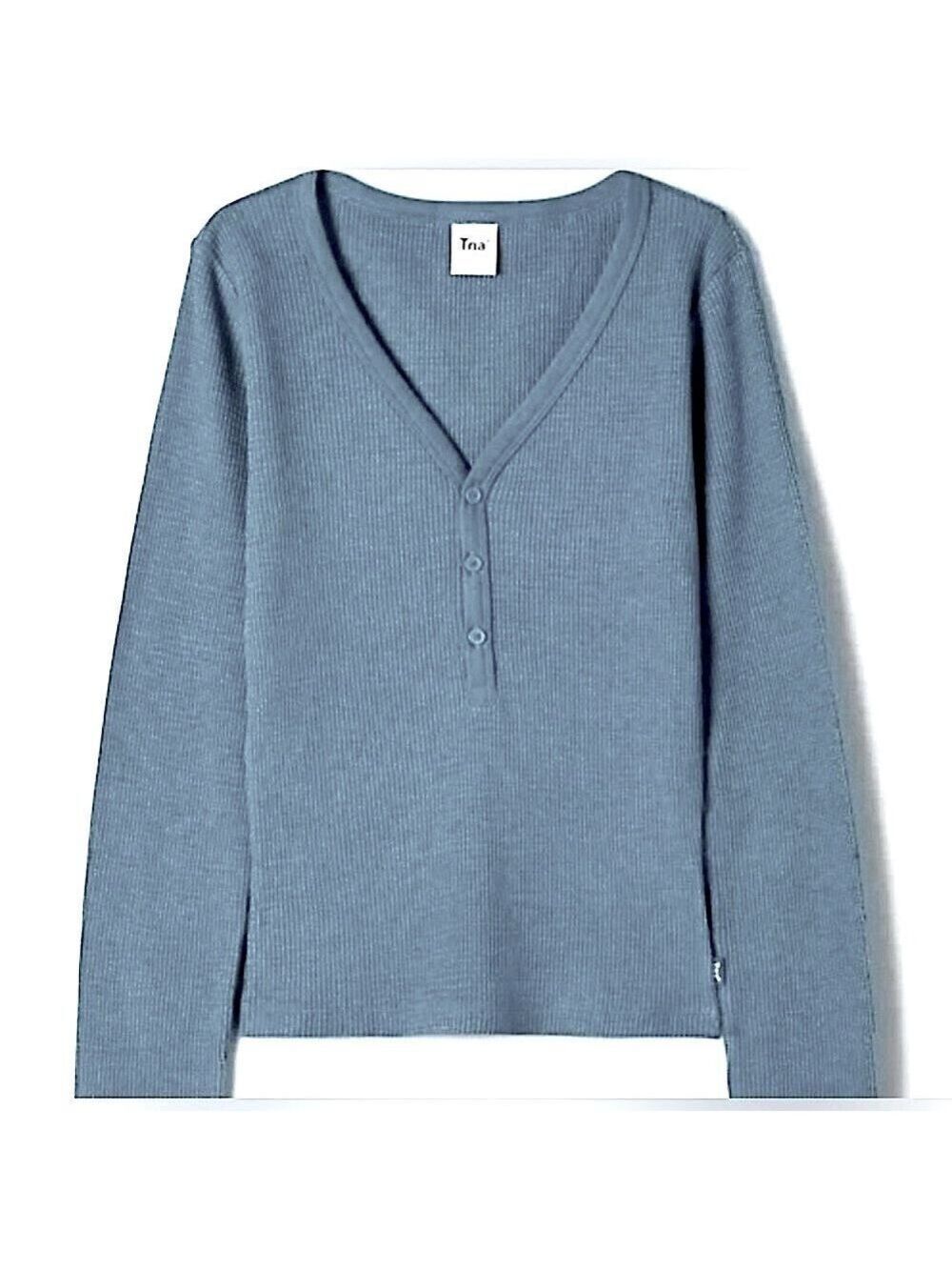 TNA Waffle Vneck Long Sleeve Tee. T20